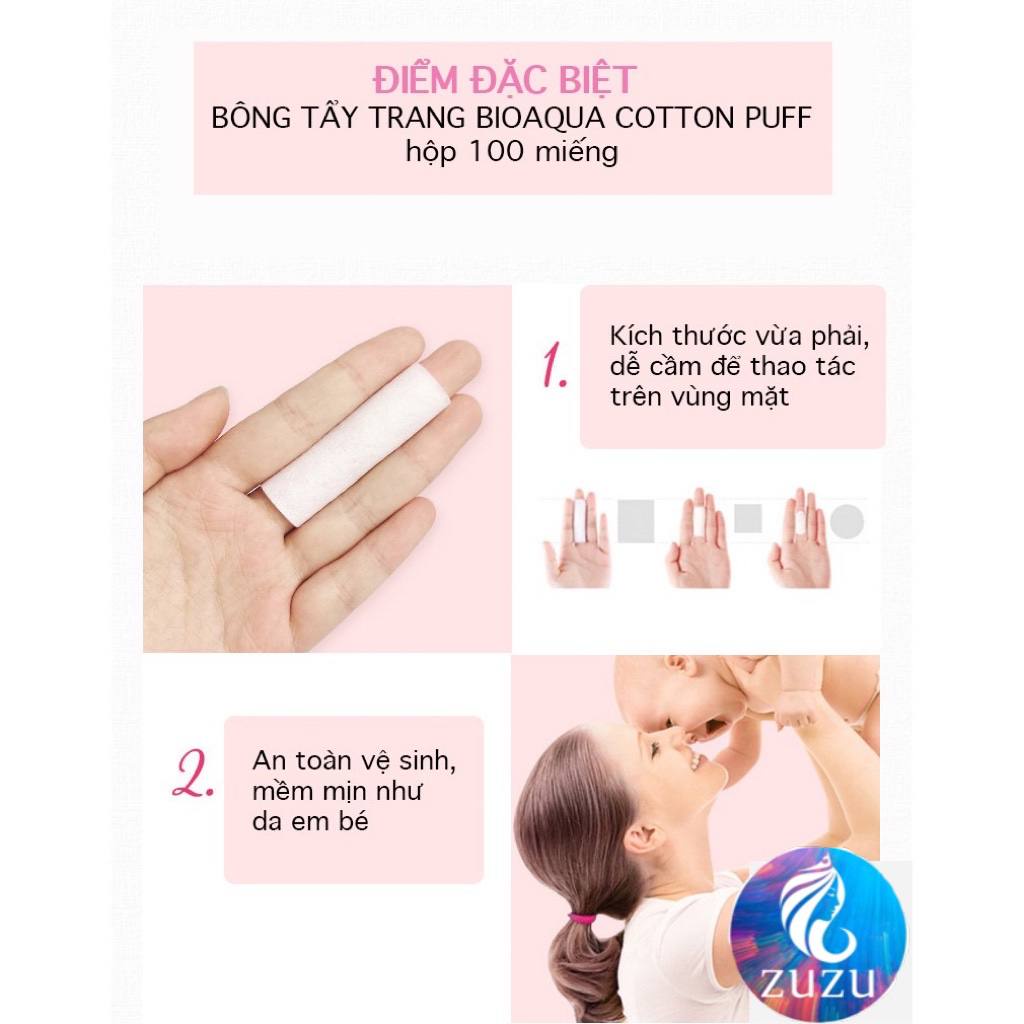 Bông tẩy trang Bioaqua 100% cotton không gây kích ứng chà sát da mềm mịn giảm thiểu tình trạng xơ bông Winkbeauty