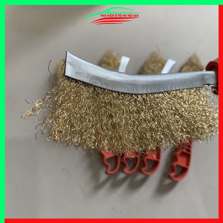 Bàn chải đánh gỉ cán đỏ sợi thép mạ đồng