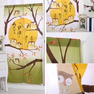 Rèm Cửa In Hình Chim Cú Hoạt Hình Phong Cách Nhật Bản