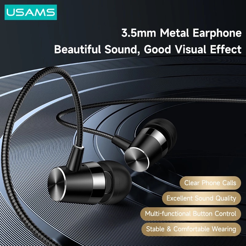 Tai Nghe Nhét Tai USAMS EP 42 Jack 3.5mm Âm Thanh Stereo Sống Động Cho Điện Thoại Android Tablet Laptop MP3