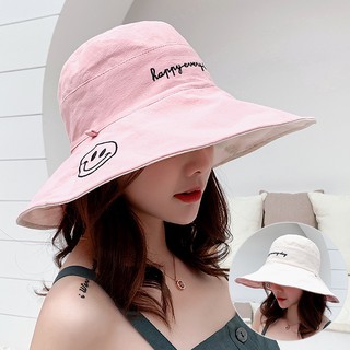 Nón chống nắng CAO CẤP Happy everyday 😊 VÀNH RỘNG 2 mặt đều dùng được - Nón rộng vành nữ