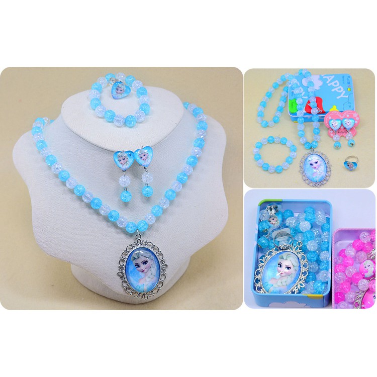 Bộ Trang Sức 6 Món Hình Công Chúa Elsa Xinh Xắn Cho Bé Gái Thời Trang