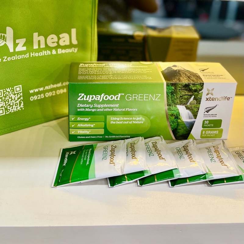 [Hỏa tốc] Siêu thực phẩm kiềm hoá xanh Zupafood GREENZ Xtend-Life (30 gói)