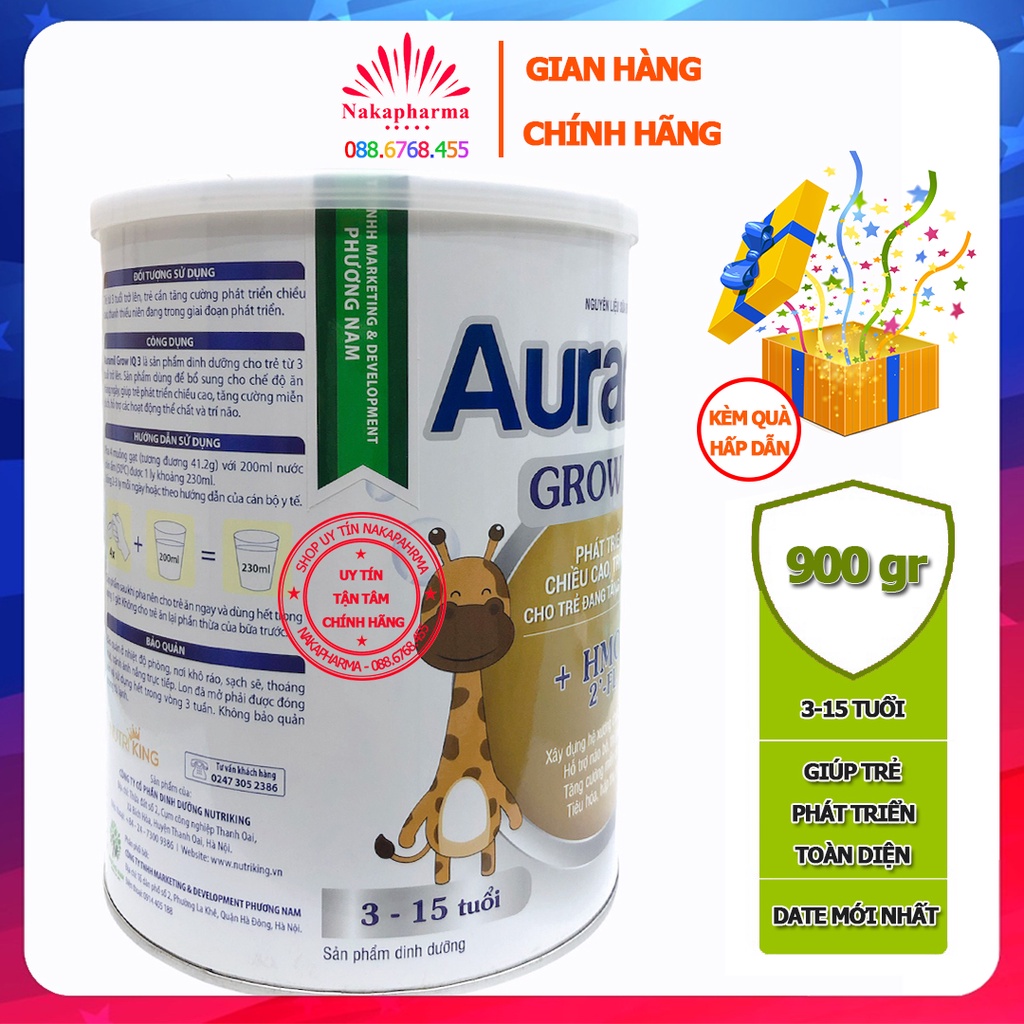 [KÈM QUÀ] Sữa bột Auramil Grow IQ số 3 – Lon 900gr và 400gr