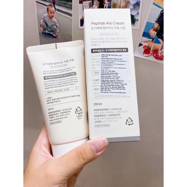 [CHÍNH HÃNG] Kem dưỡng ẩm ATO PEPTIDE CHO BÉ ORGABÉBÉ NỘI ĐỊA HÀN 150ML