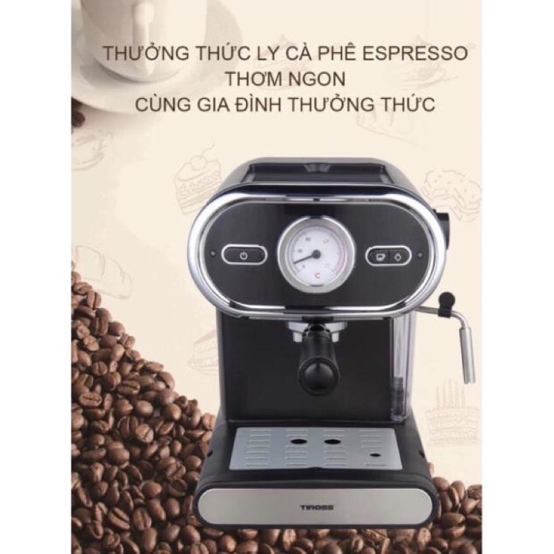 Máy pha cà phê Tiross TS621 | TS6211 Espressno (15bar), (Chính hãng - bảo hành 12 tháng)