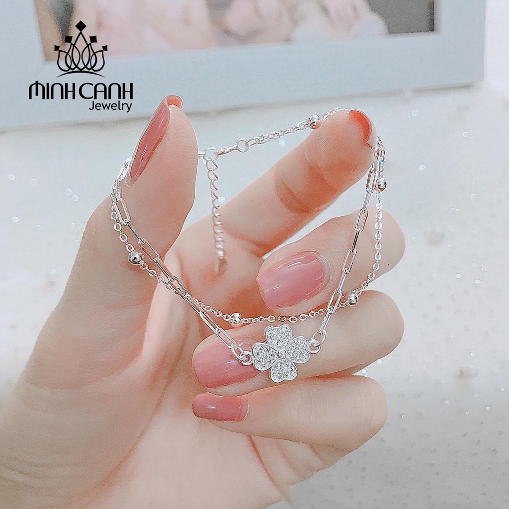 [Mã FARSBR241 giảm 15k đơn 0đ] Lắc Tay Cỏ 4 Lá May Mắn Dây Kép Bạc 925 - Minh Canh Jewelry