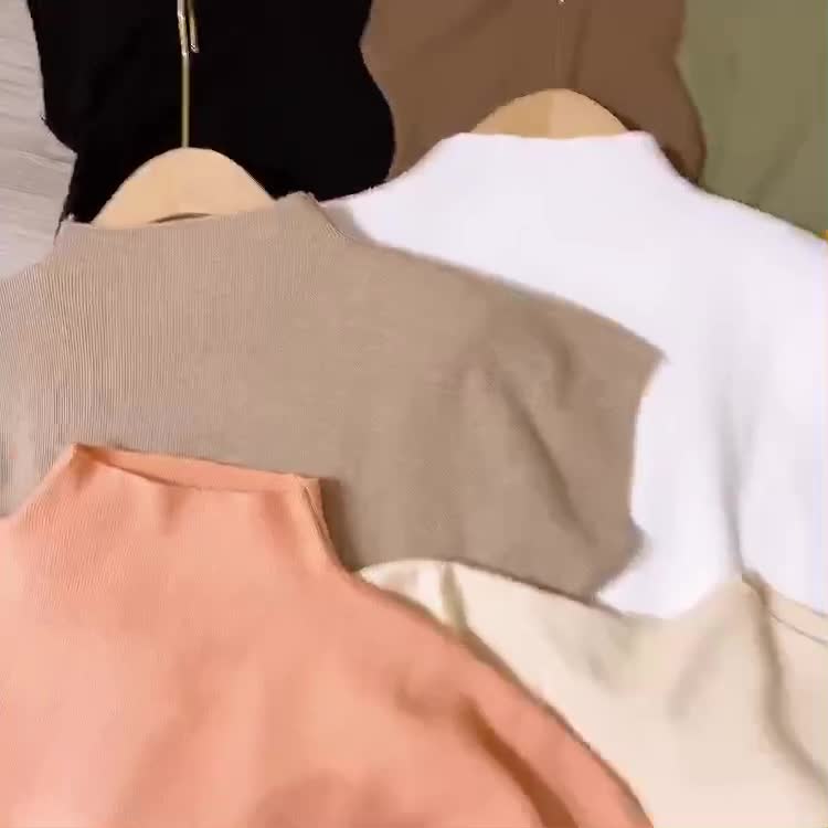 Áo len dáng rộng mềm mịn cộc tay, Áo len cổ cao 3p vai hến ngắn tay AL1923 - NhiNhi Shop | BigBuy360 - bigbuy360.vn