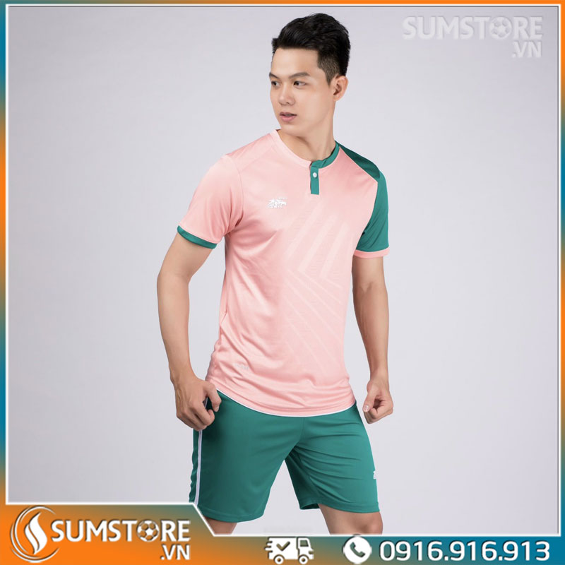 Bộ Bóng Đá Không Logo – Riki – Lostoran – Màu Hồng Phấn