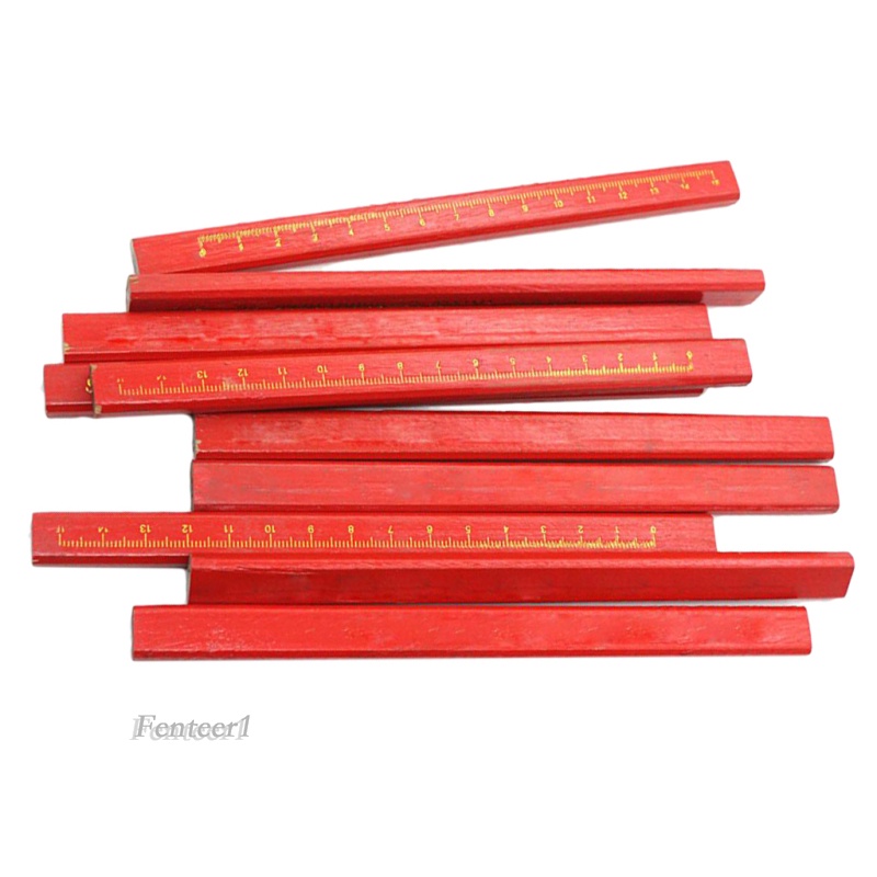 [Fenteer1] Bộ 10 Bút Chì Gỗ Carpenter Với Thước Đo Và Đánh Dấu Khô Tường Gỗ