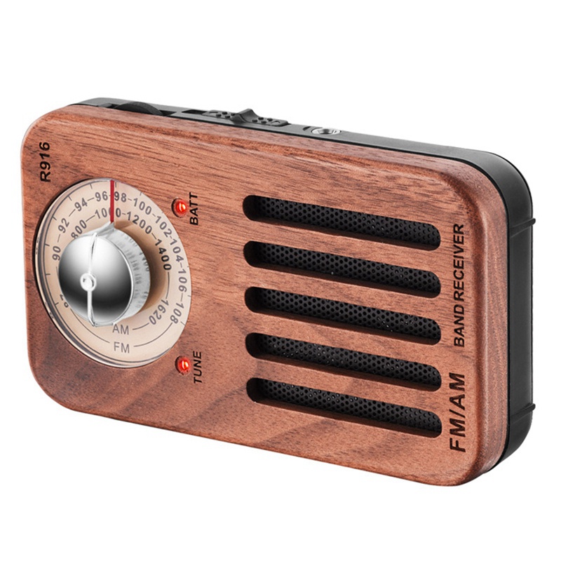 Radio Am / Fm Bỏ Túi Bằng Gỗ Cherry Cổ Điển Với Jack Cắm Tai Nghe 2 Pin Aa