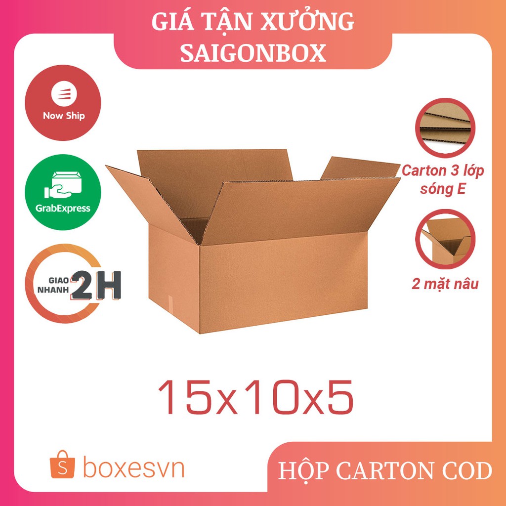 Combo 50 thùng hộp carton size 15x10x5 cm để đóng gói hàng hóa