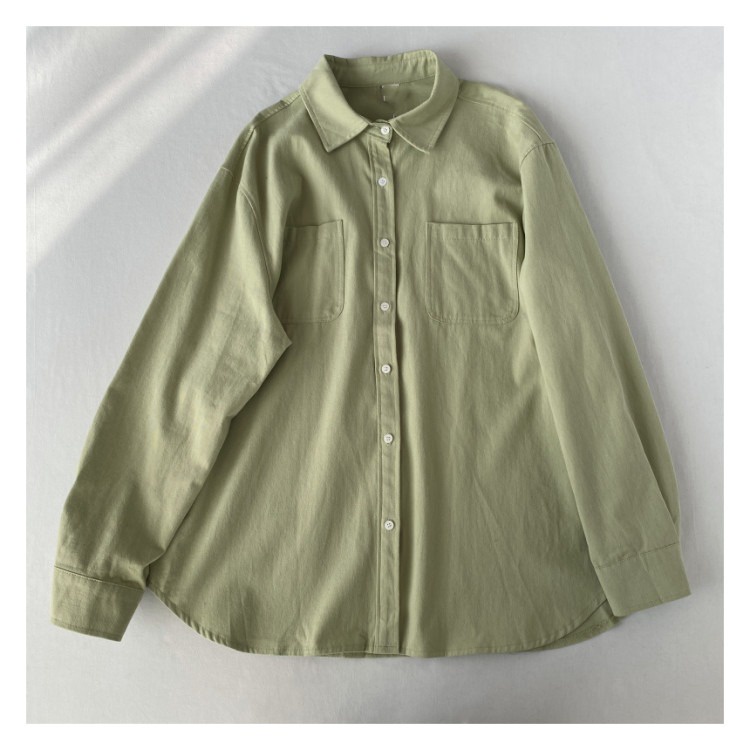 Áo Sơ Mi Nữ Tay Dài Dáng Rộng Cổ Polo Phong Cách Hàn Quốc Thời Trang