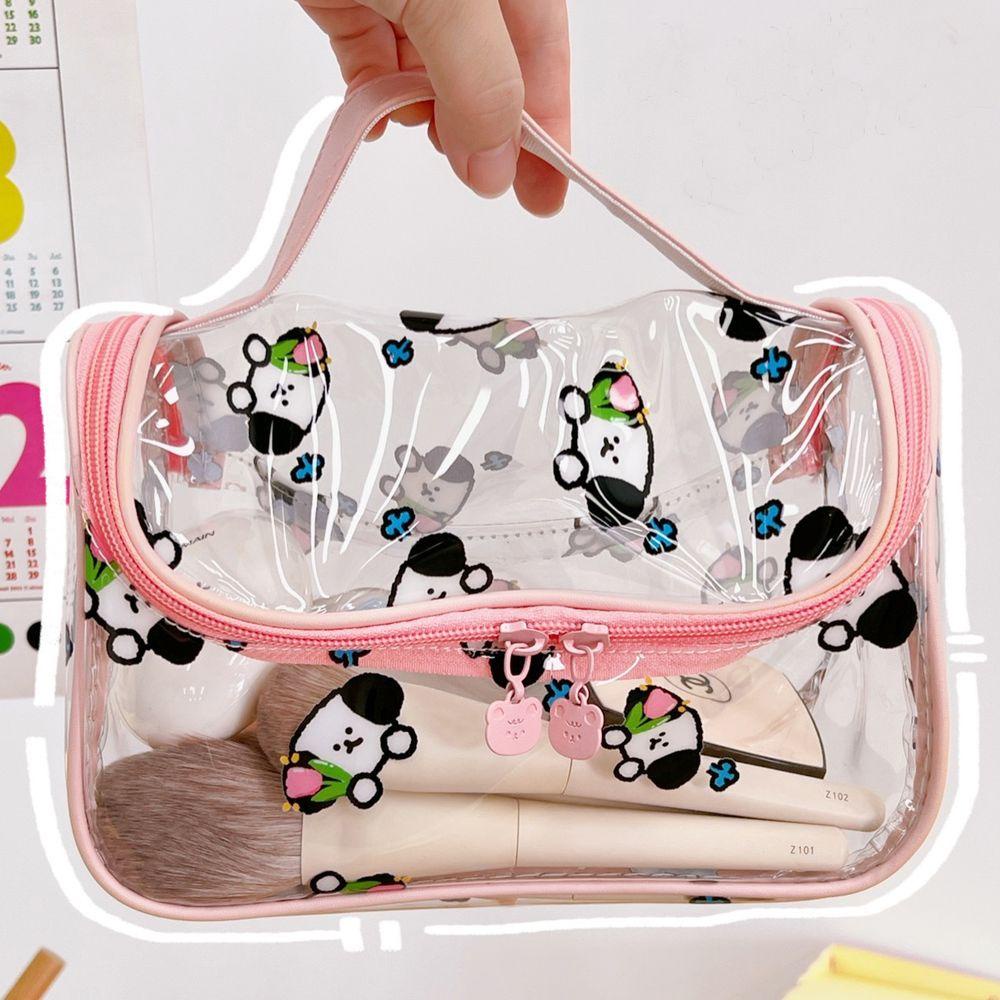 OCEANMAP Túi Đựng Mỹ Phẩm Bằng PVC Trong Suốt Chống Nước Sức Chứa Lớn Có Khóa Kéo In Họa Tiết Thời Trang Cho Nữ