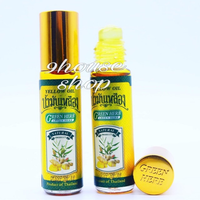 01 Dầu Nóng Yellow Oil Green Herb Thái Lan (Sâm - Nghệ Gừng - Sả)