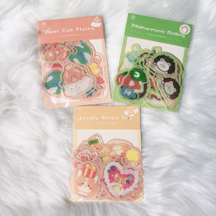 Sticker Hình Gấu Thỏ Shiba Kute 40 Miếng