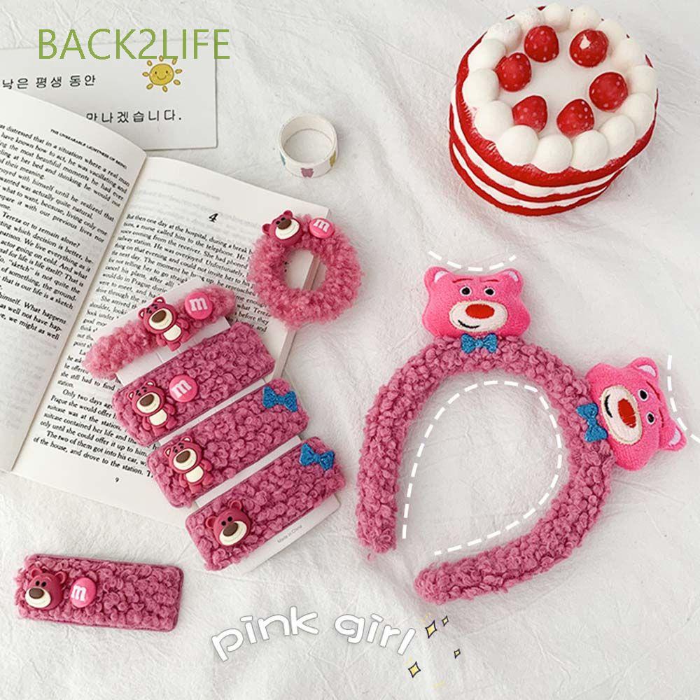 Dây Cột Tóc Cao Su Phối Lông Cừu Hình Gấu / Dâu Tây Dễ Thương Phong Cách Hàn Quốc Cho Nữ