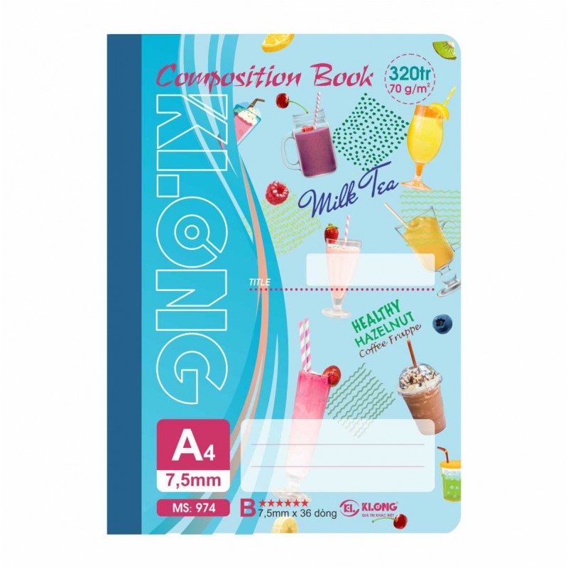Sổ may dán gáy Composition Book 320 trang A4 70/92 KLONG MS: 974