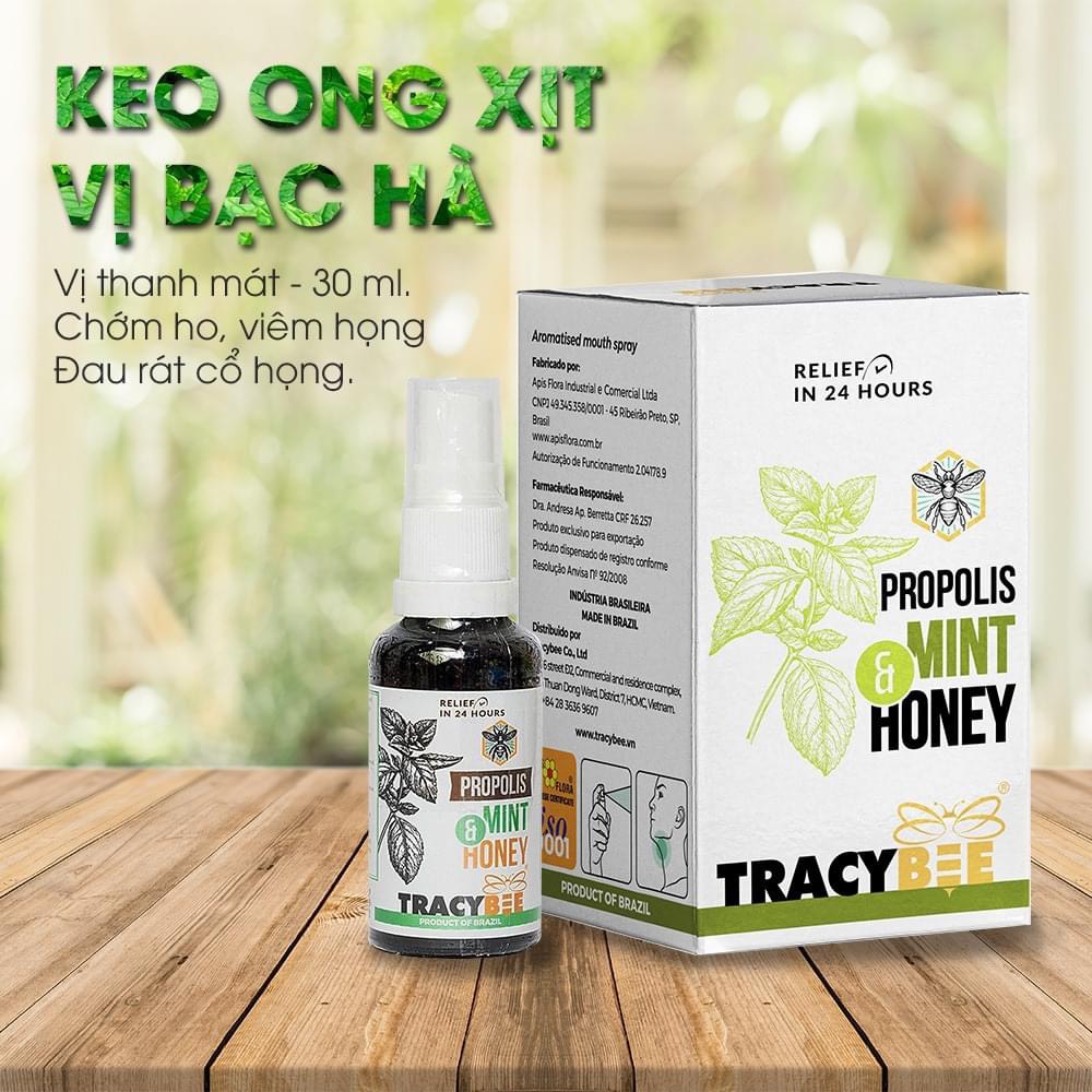 Sỉ combo 5 hộp keo ong xanh tracybee hương vị bạc hà hộp 30ml