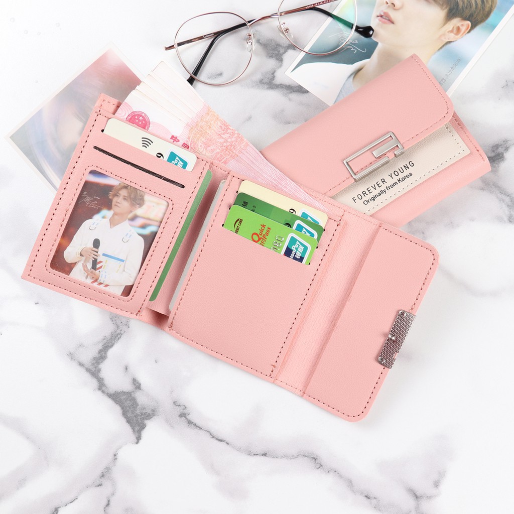 [Hot Sale] Ví Cầm Tay Ví, Bóp Nữ Mini Bằng Da 5 Màu Đỏ, Xám, Hồng, Đen Siêu Cute, Rẻ TX0046-49 | BigBuy360 - bigbuy360.vn