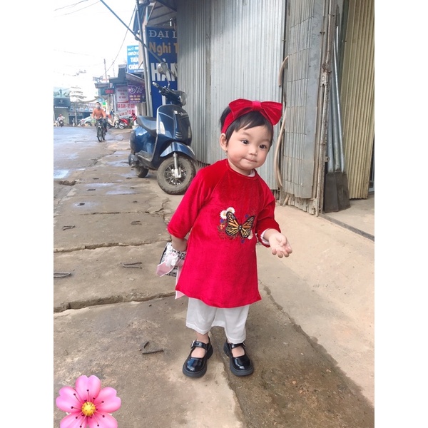 Áo dài bé gái - Áo dài cách tân tặng kèm tuaban to bản cho bé 5-15kg