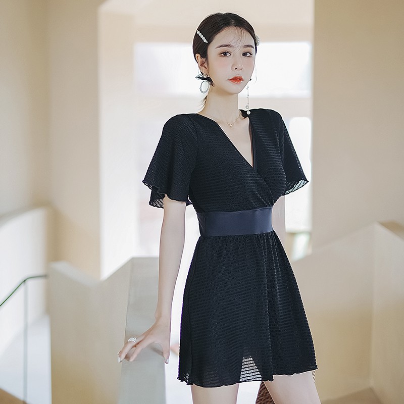 Đen Bộ Đồ Bơi Cổ Chữ V + Quần + Áo Trễ Vai Dáng Ôm Thời Trang Quyến Rũ Cho Nữ | BigBuy360 - bigbuy360.vn
