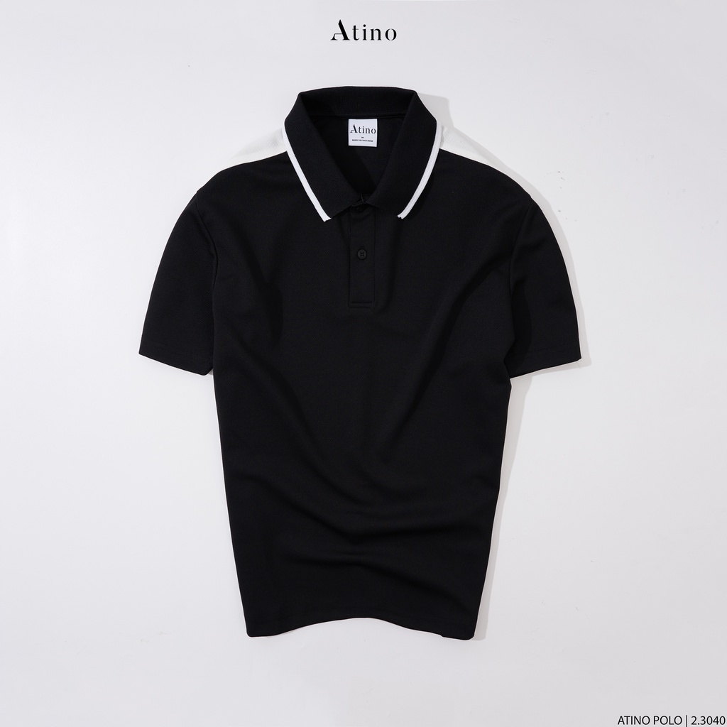 Áo Polo Nam phối vai BEIGE ATINO thanh lịch trẻ trung vải cá sấu Cotton cao cấp chuẩn form PL2.3058