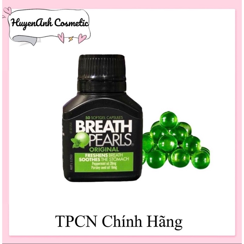 Viên thơm miệng thảo dược (50v) giảm mùi miệng cho người lớn, phụ nữ và bé trên 6 tuổi Breath Pearls, Úc