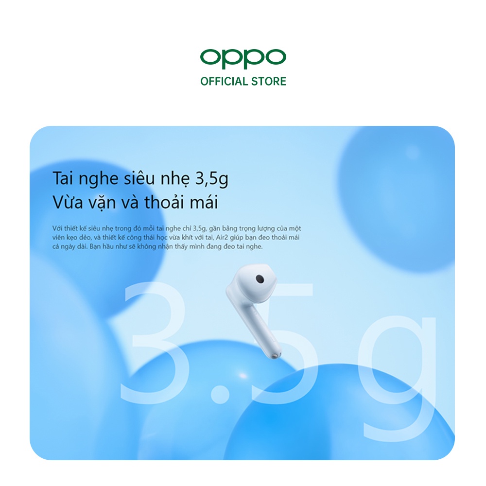 Tai Nghe True Wireless OPPO Enco Air 2 | Chống Ồn Thông Minh Ai | Màng Loa Mạ Titan