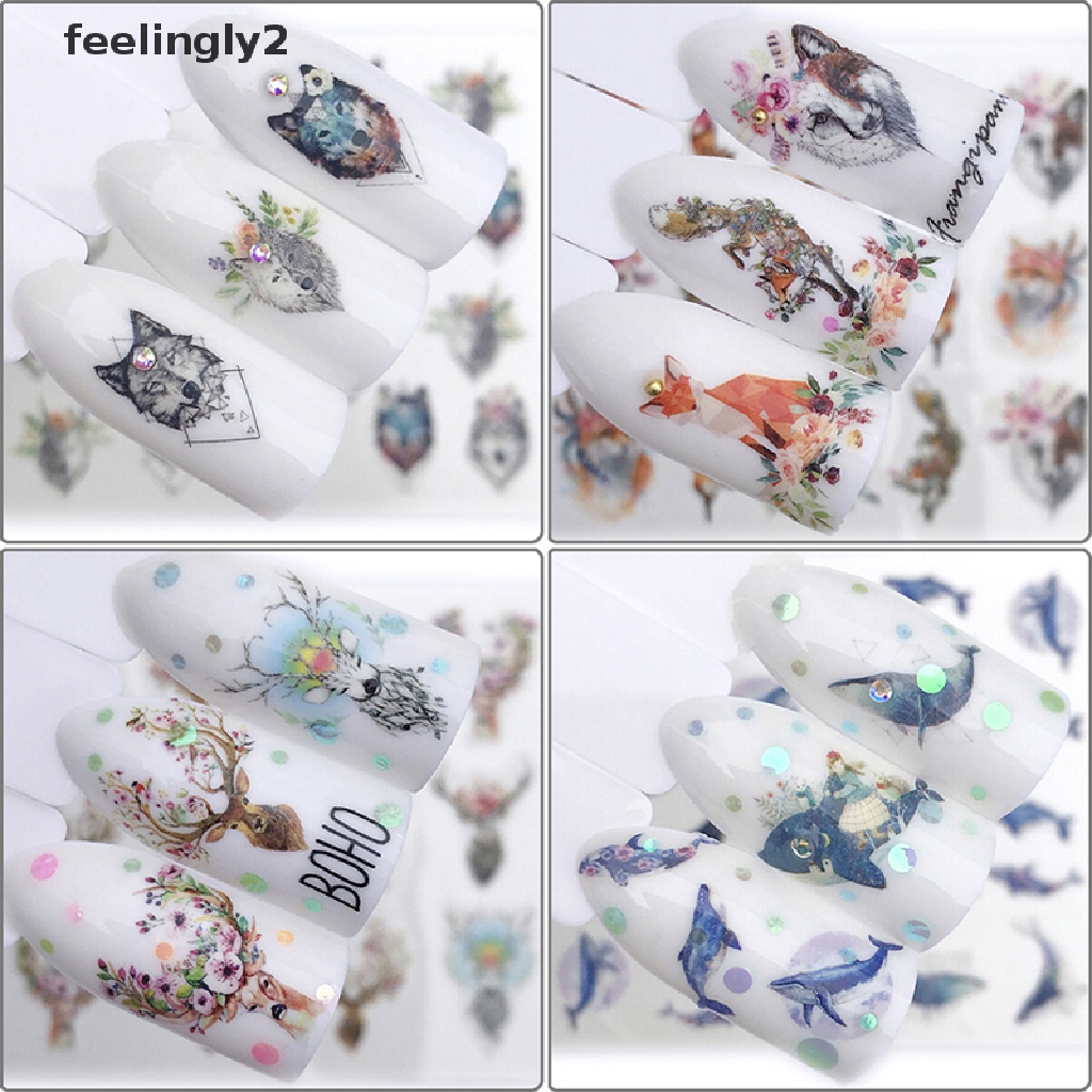 Set 2 miếng dán trang trí móng tay họa tiết sói cá tính