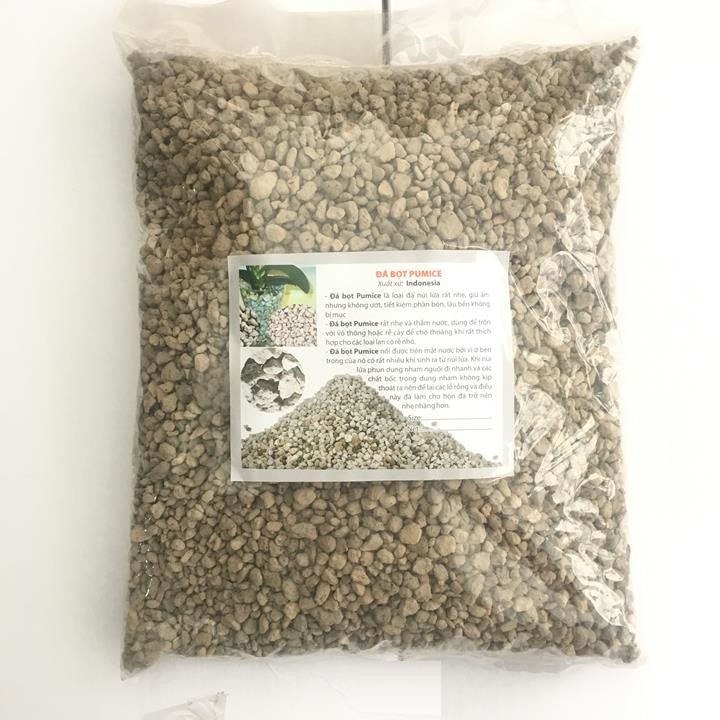 Đá bọt Pumice túi 1kg  cỡ 0,5cm-0,8cm xuất xứ indonesia - dùng trộn giá thể trồng sen đá, cây cảnh