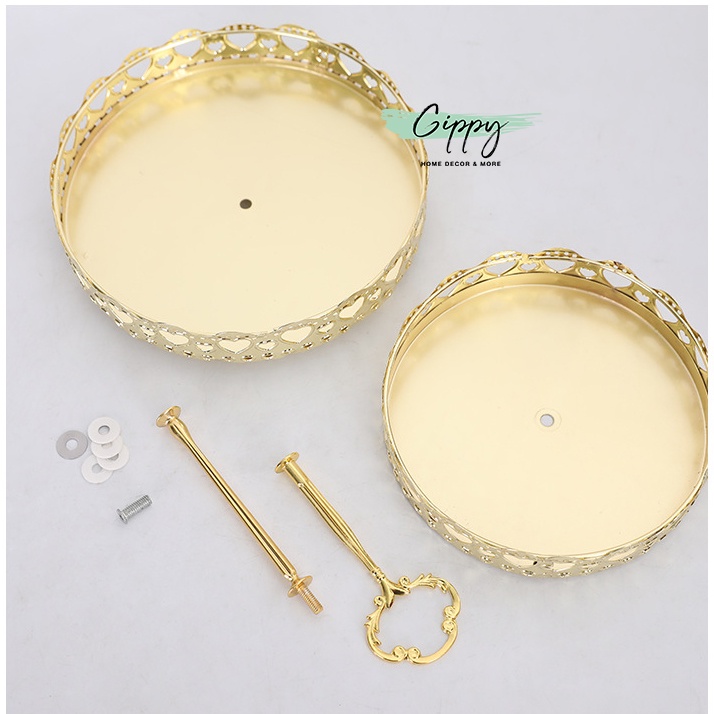 Kệ đựng đồ trang điểm, phụ kiện, 2 tầng màu gold - Gippy Decor