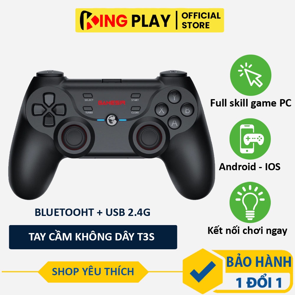 Tay cầm Gamesir T3S Bluetooth USB 2.4G không dây - Tay cầm chơi game cho PC Laptop, Điện thoại, TV, 
