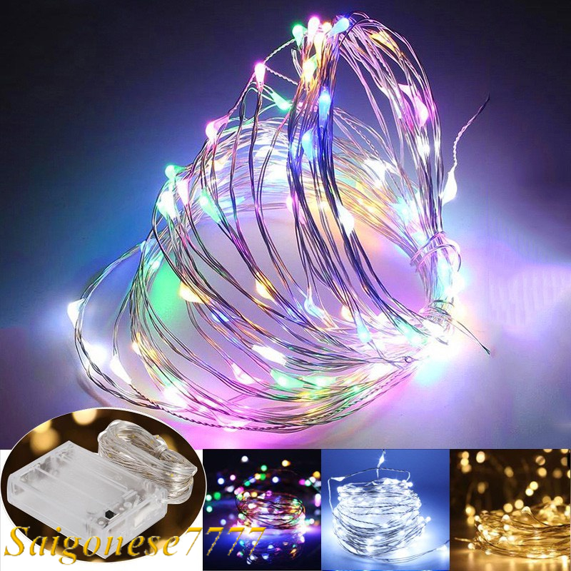 Đèn Led Xài Pin AA Đèn Không Chớp Nháy Dài 3 Mét 30 Bóng Đèn Đom Đóm Fairy Light Trang Trí Decor Tiệc Tùng