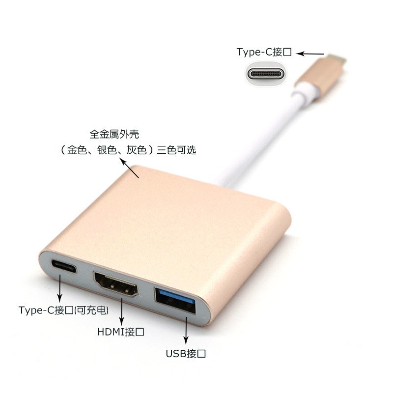 Cáp chuyển uusb 3.1 sang hdmi 3 trong 1 tiện lợi