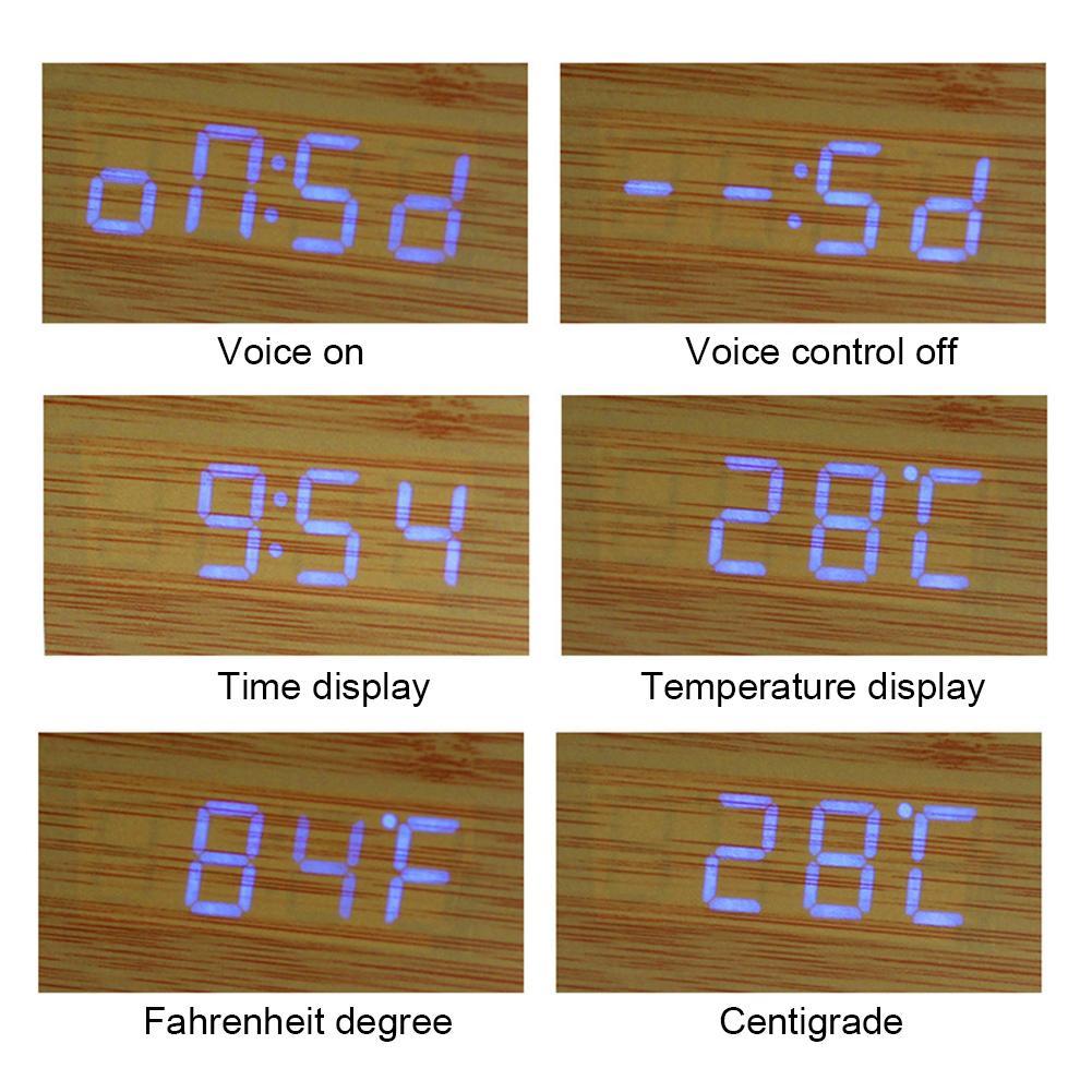 Đồng Hồ Báo Thức Điện Tử Bằng Gỗ Có Đèn Led Phong Cách Retro