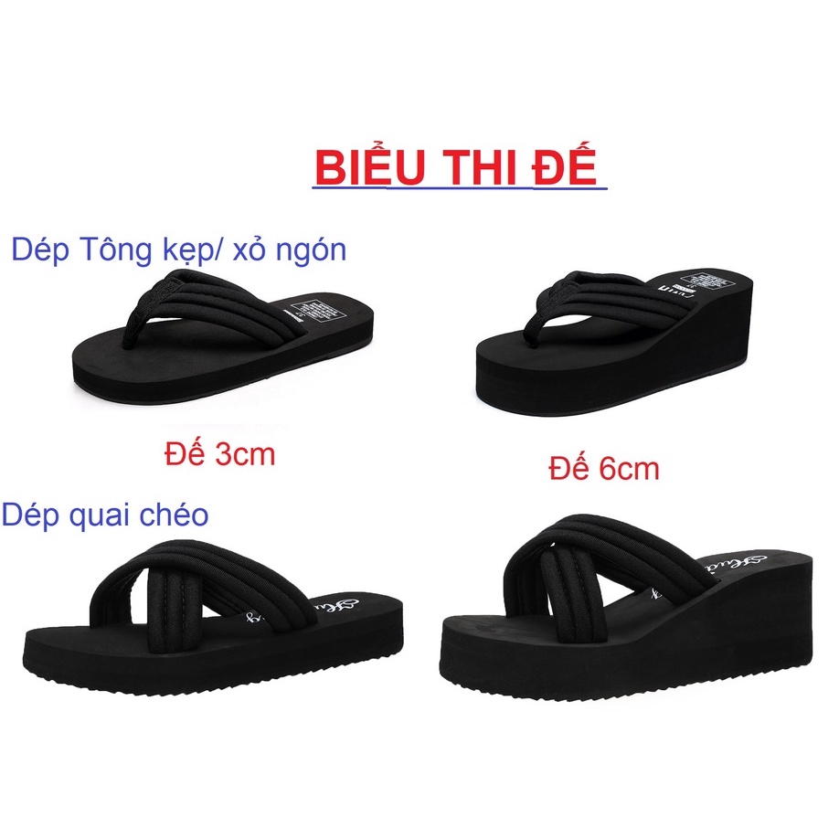 (SẴN HÀNG) Dép Xỏ Ngón Nữ Tông Đế Xuồng Cao 6Cm 3Cm