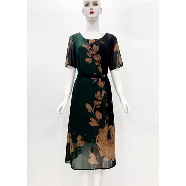 SHOPPRO ĐẦM TRUNG NIÊN CAO CẤP TẶNG MẸ, NGƯỜI THÂN BẠN BÈ KIỂU ĐẦM SUÔNG DÁNG DÀI IN HOA SEN 3226 3220 3318 3274