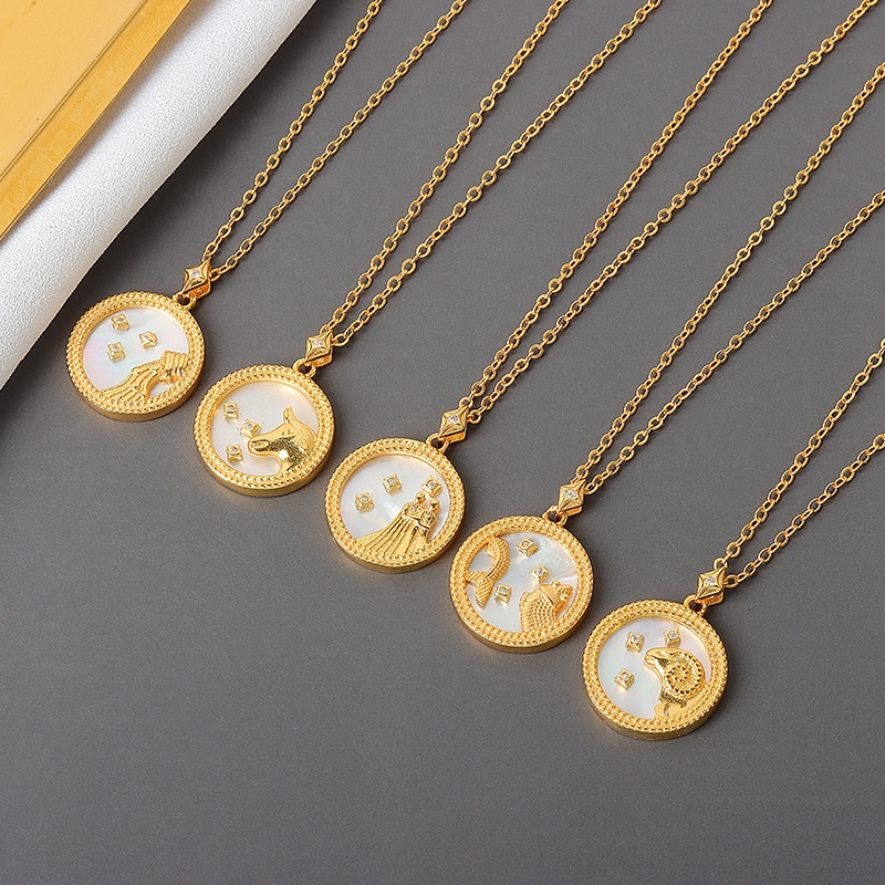 Vòng cổ Mặt Đồng Xu 12 Cung Hoàng Đạo Vỏ Sò
