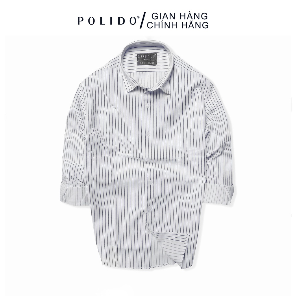 Áo Sơmi kẻ sọc CF 2, Màu Xanh Navy Chất Liệu Cotton Bền Đẹp, Vải Mỏng Thoáng Mát Form Slimfit