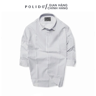 Áo Sơ Mi Nam Kẻ Sọc Ceffylo 2, Màu Xanh Navy Chất Liệu Cotton Bền Đẹp, Vải Mỏng Thoáng Mát Form Slimfit