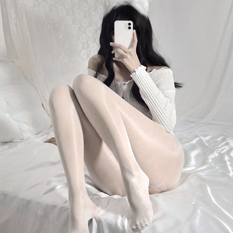 Vớ quần lót dạng lưới eo cao màu bóng thời trang tiệc tùng gợi cảm cho nữ