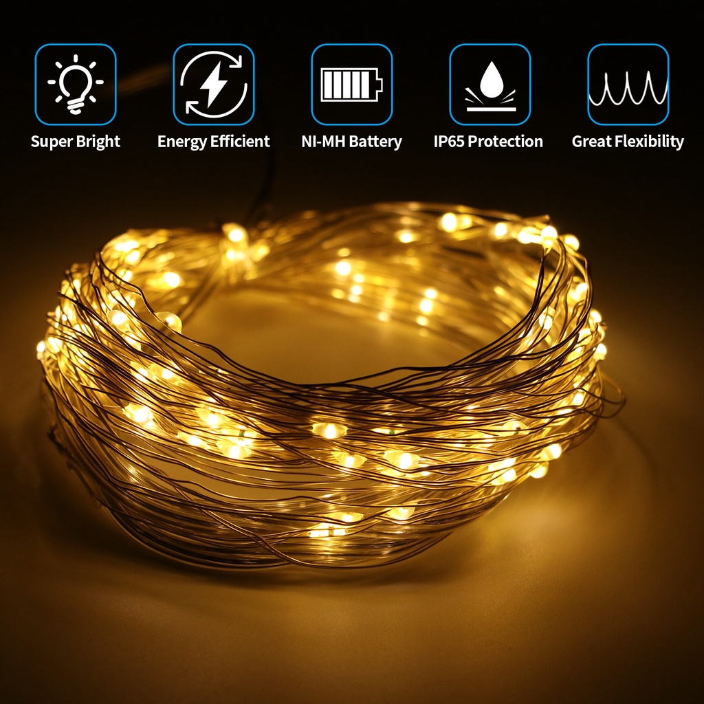 [huite]10m 100 LED Solar Power String Fairy Lights Copper Wire light For Outdoor Garden Party