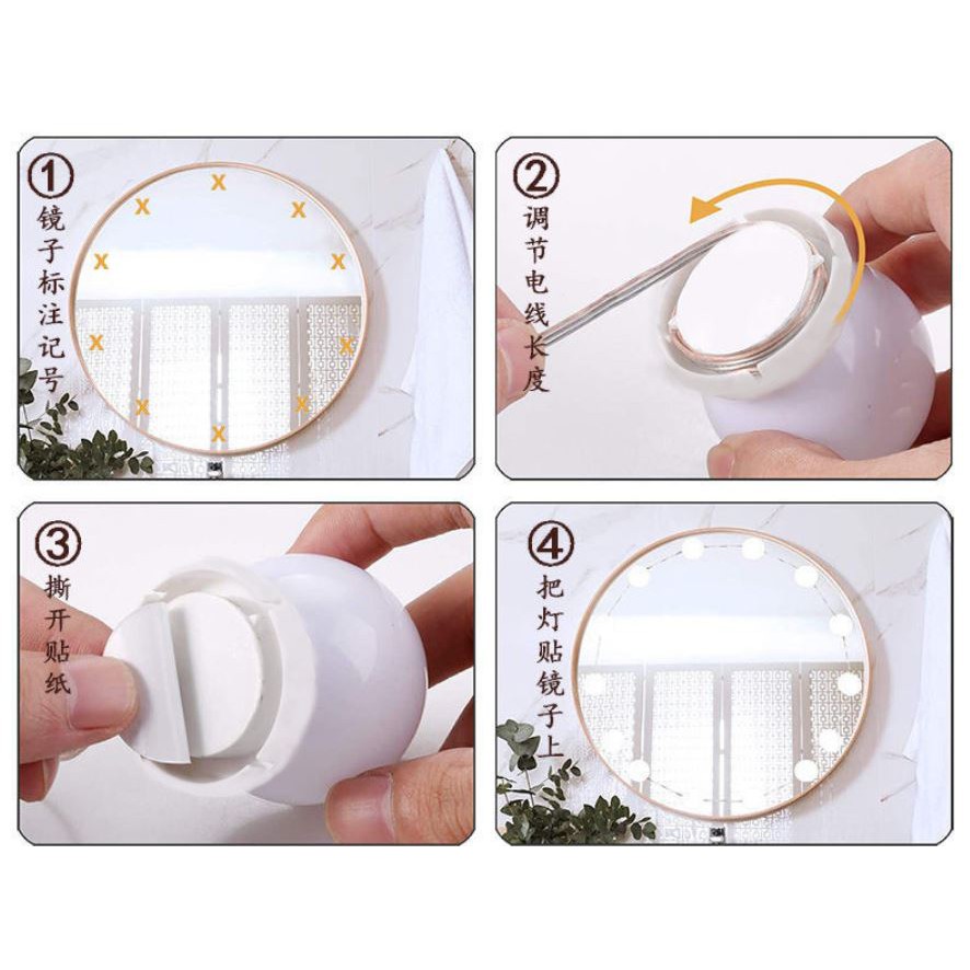 Đèn dán gương trang điểm / đèn gương / đèn led dán gương bằng keo 2 mặt không cần khoan đục lỗ