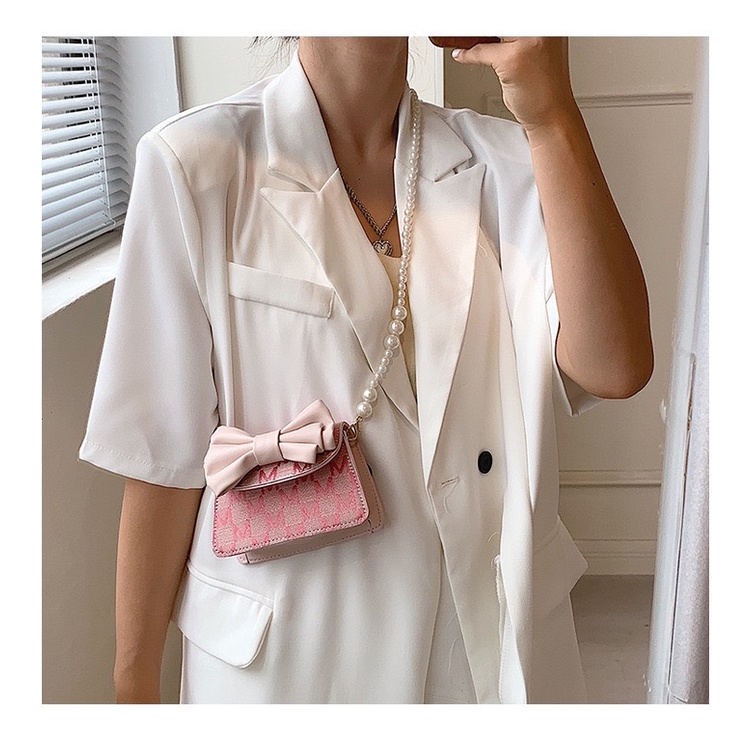 Túi đeo chéo mini đính nơ dây đeo ngọc thời trang mẫu mới 2022