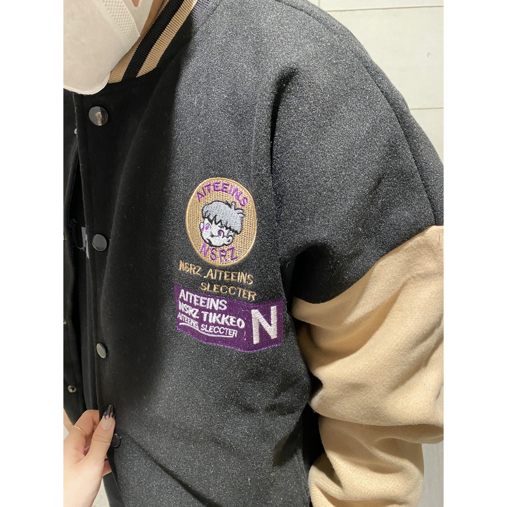 Áo Khoác Bomber Varsity Jacket Nam Nữ Chất Liệu Dạ Logo Thêu Áo 2 Lớp