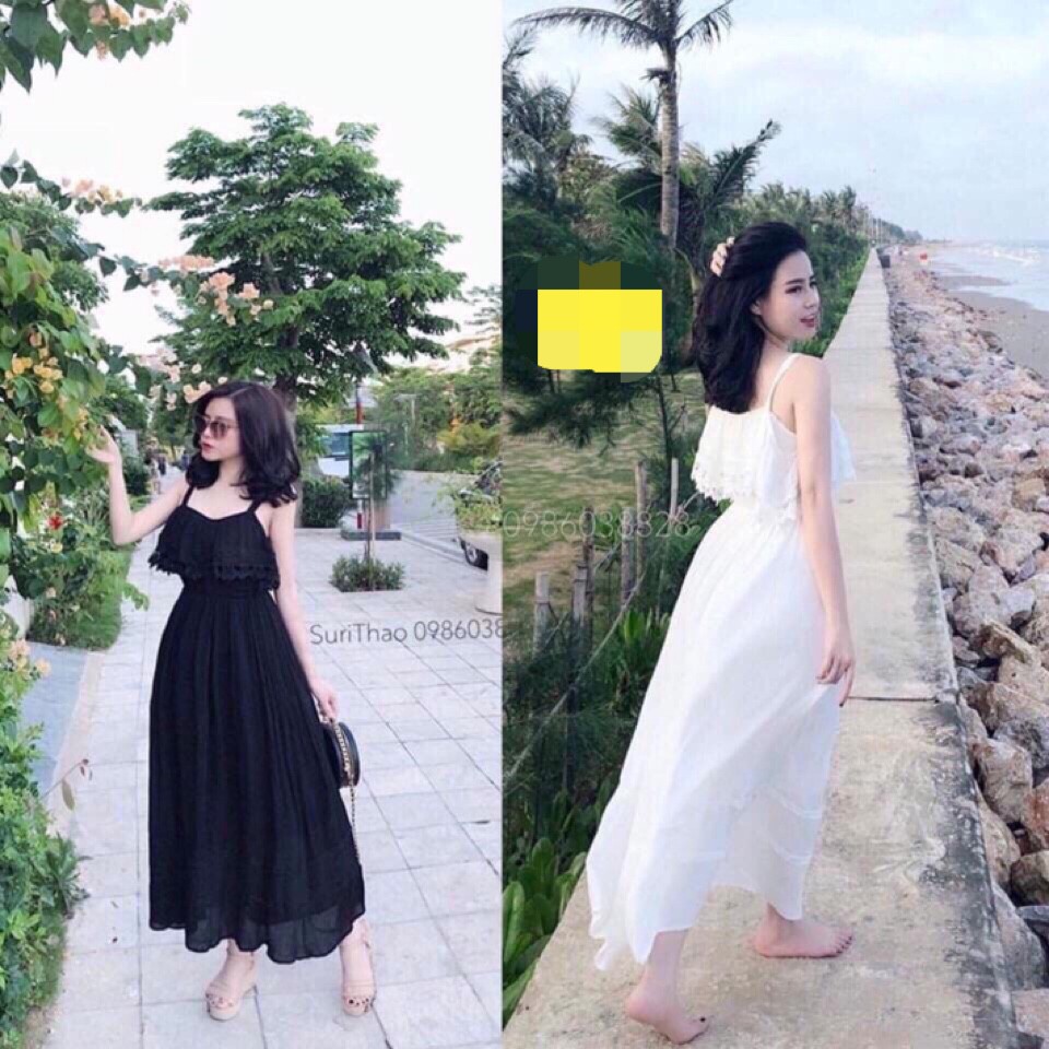 Đầm maxi voan viền ren bao đẹp + Ảnh thật