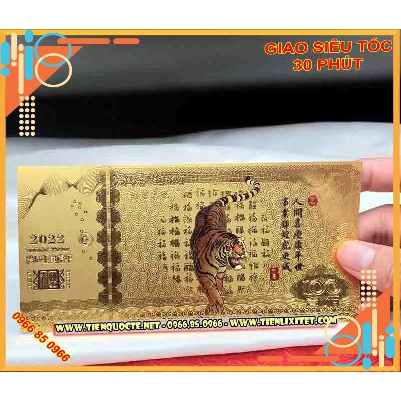 Tiền Hình Con Hổ Macao 100 Plastic Mạ Vàng 2022 (M3) - Lì Xì TẾT NHÂM DÂN 2022