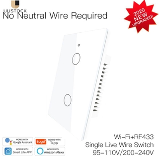 【Available】 US 120 Version WIFI+RF433 No Neutral Smart Switch Single Fire Smart Life/Tuya App Works with Alexa Google Home 110/220V 【UUSTOCK】