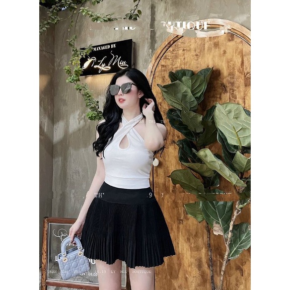 Áo croptop cổ yếm chéo ( kèm hình thật ) alohashop91